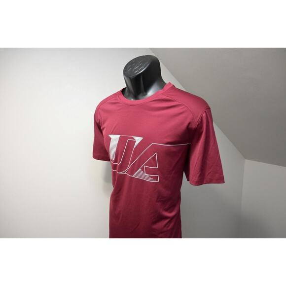 Under Armour Gym Shirt Fitted HeatGear Maroon Short Sleeve Mens Sz XL - Picture 3 of 9